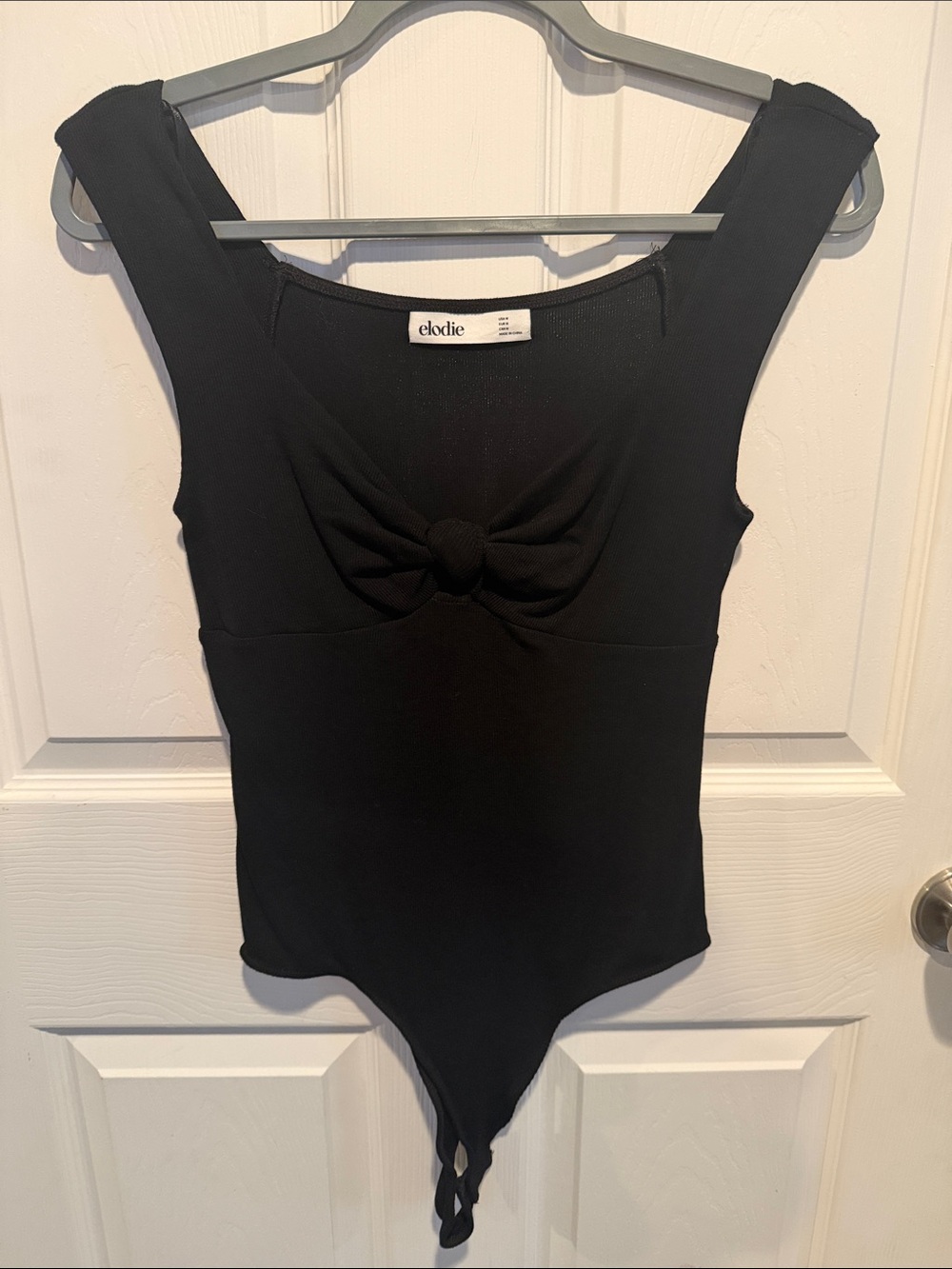 Elodie Women's Black Knot-Front One-Piece Bodysuit